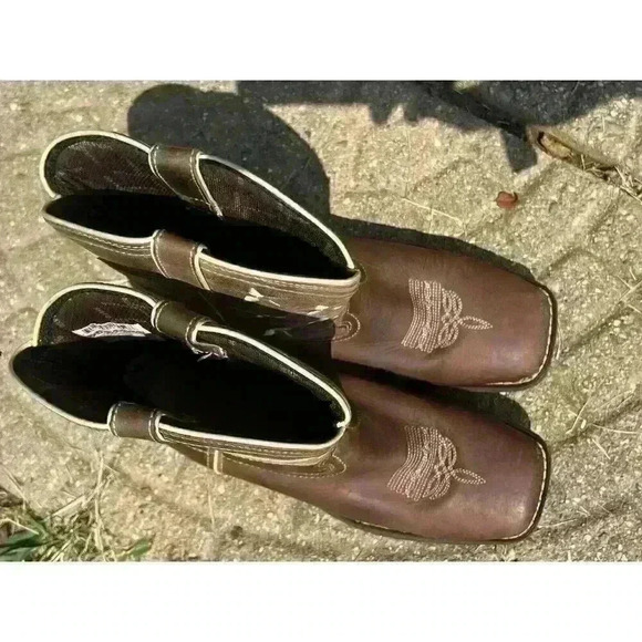 Durango Brown Union Flag Patriotic Western Boots Kids 8” Size US 6M - Picture 8 of 14